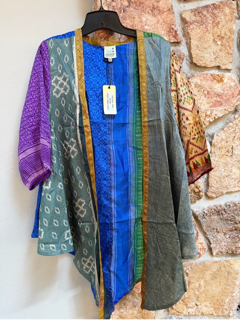 Gypsy Multicolor Patchwork Open-Front Women's Top
